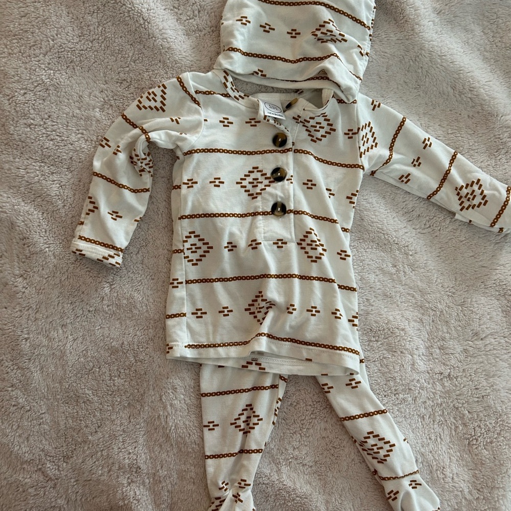 Lou Lou & Company Cream and Brown Pajama Set